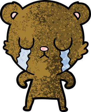 Bir insan tarafından çizilmiş ağlayan çizgi film ayısı.