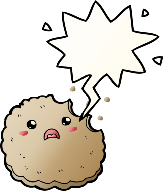 bir insan tarafından çizilmiş düzgün eğimli konuşma baloncuklu çizgi film bisküvisi