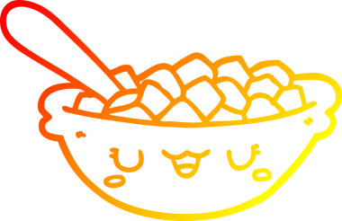 Bir insan tarafından çizilmiş mısır gevreği kasesinin sıcak çizgi çizimi.