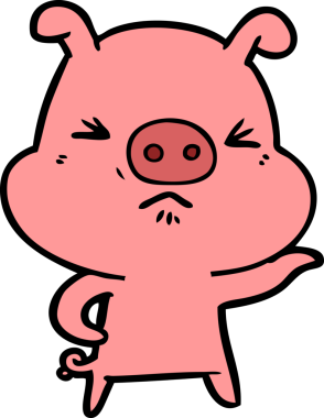 Bir insan tarafından çizilmiş kızgın domuz çizgi filmi.