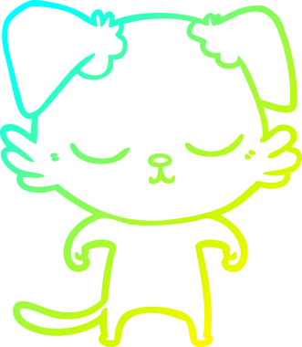 Bir insan tarafından çizilmiş şirin bir çizgi köpeğin soğuk gradyan çizgisi.