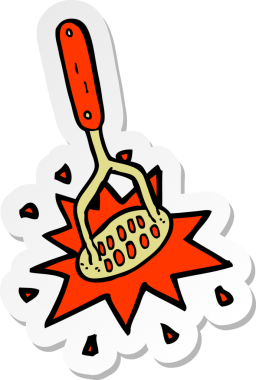 Bir insan tarafından çizilmiş patates ezicisinin çıkartması.