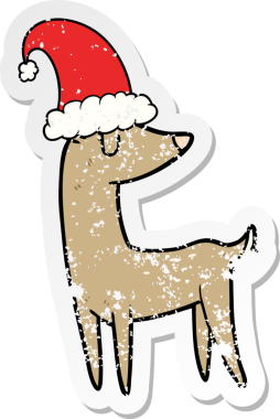 Bir insan tarafından çizilmiş bir karikatür Noel geyiğinin sıkıntılı çıkartması.