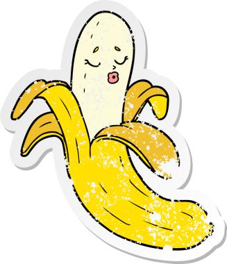 Bir insan tarafından çizilmiş en kaliteli organik muz desenli karikatür çıkartması.