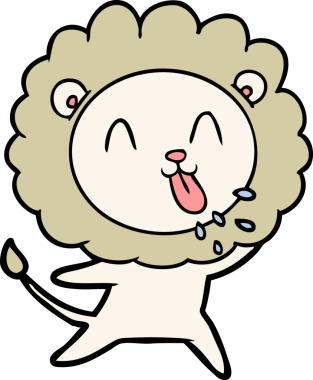 Bir insan tarafından çizilmiş mutlu çizgi film aslanı.