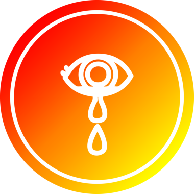 Ağlayan göz yuvarlak simgesi ve bir insan tarafından çizilen sıcak gradyan bitiş.