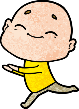 Bir insan tarafından çizilmiş mutlu, kel adam.