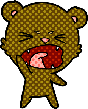 Bir insan tarafından çizilmiş kızgın çizgi film ayısı.