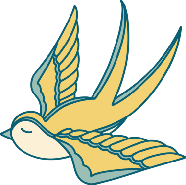 Bir insanın çizdiği bir kırlangıcın ikonik dövme şekli