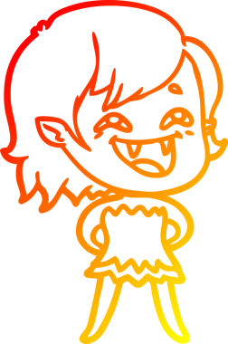 Bir insan tarafından çizilmiş gülen vampir kız çizgi filmi.