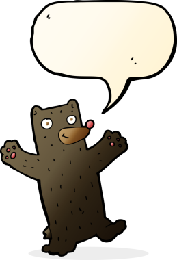 bir insan tarafından çizilmiş konuşma baloncuğu olan siyah bir ayı.