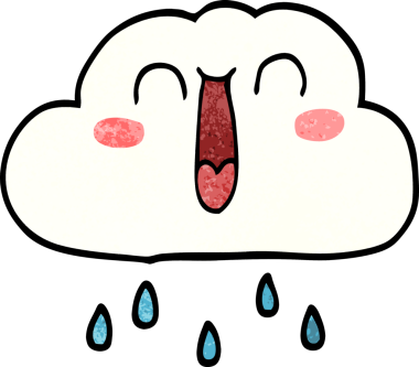 Bir insan tarafından çizilmiş mutlu karikatür karalama yağmur bulutu