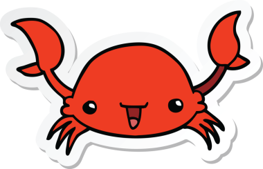 Bir insan tarafından çizilmiş karikatür yengeci çıkartması.