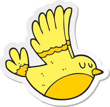 Bir insan tarafından çizilmiş uçan kuşun çıkartması.