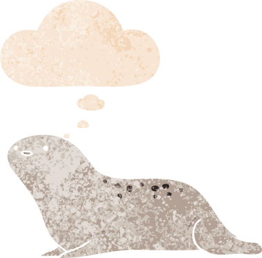 Düşünce baloncuklu karikatür mührü grunge sıkıntılı retro desen bir insan tarafından çizilmiş