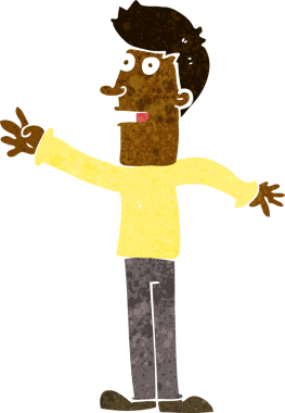 Bir insan tarafından çizilen karikatür adam.