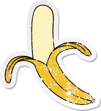 Bir insan tarafından çizilmiş garip bir el çizilmiş muzunun sıkıntılı çıkartması.