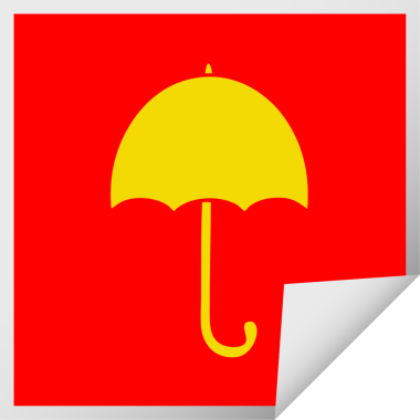 Bir insan tarafından çizilmiş açık şemsiyenin kare soyulmuş çıkartması.