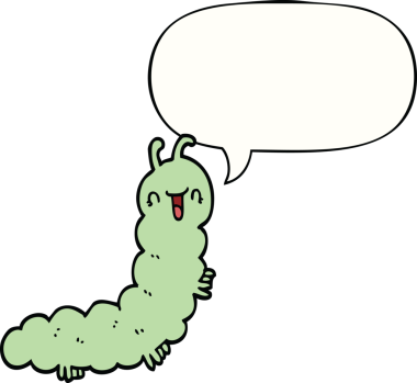 Bir insan tarafından çizilmiş konuşma balonlu çizgi film tırtılı.