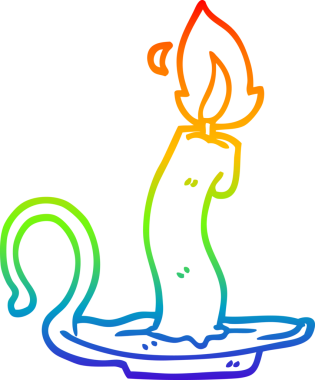 Gökkuşağı gradyan çizgi çizimi yanan cadılar bayramı mumu bir insan tarafından çizildi