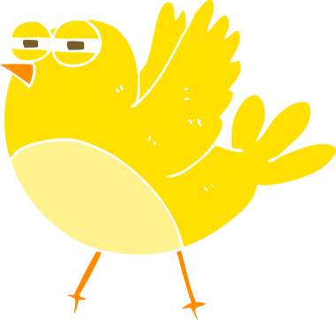 Bir insan tarafından çizilen kuşun düz renk çizimi