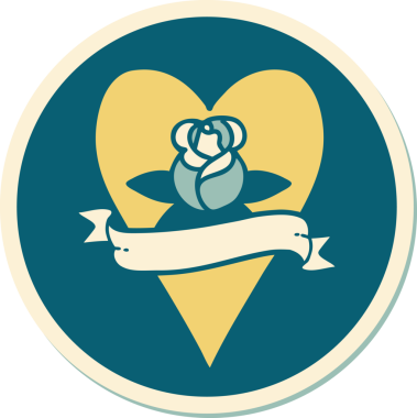 Bir insan tarafından çizilmiş, geleneksel kalp şeklinde dövme çıkartması.