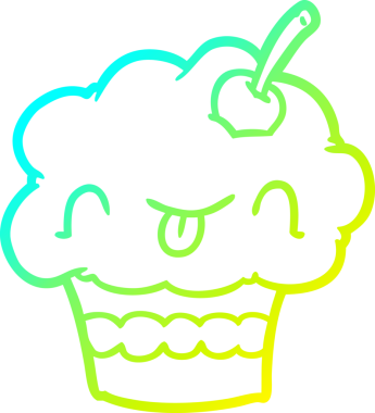 Bir insanın çizdiği komik bir kekin soğuk gradyan çizgisi.