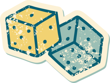 Bir insan tarafından çizilmiş şanslı zarların sembolik desenli dövme stili