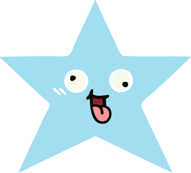 Bir insan tarafından çizilmiş yıldız balığının düz renkli retro karikatürü