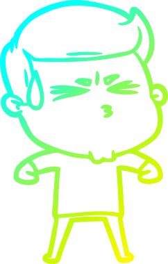 Bir insan tarafından çizilmiş terleyen bir çizgi film karakteri çizimi.