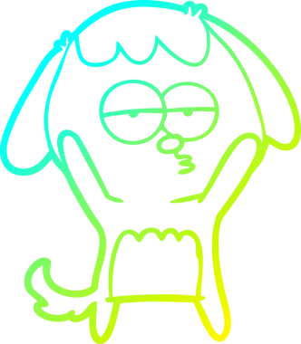 Bir insan tarafından çizilmiş ve sıkılmış bir köpeğin soğuk çizgi çizimi.