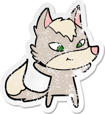 Bir insan tarafından çizilmiş dost canlısı bir kurdun sıkıntılı çıkartması.