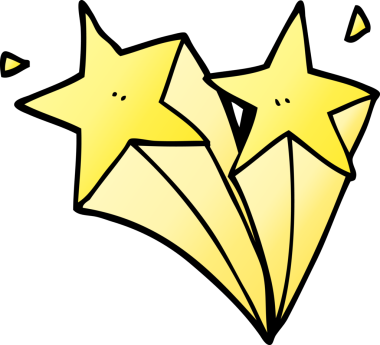 Bir insan tarafından çizilmiş karalama kayan yıldızlar.