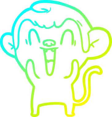 Bir insan tarafından çizilmiş gülen maymun çizgi çizimi.