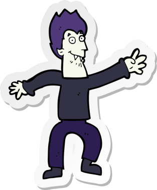 Bir insan tarafından çizilmiş bir vampirin çıkartması.