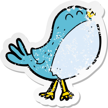 Bir insan tarafından çizilmiş şarkı söyleyen bir karikatürün gerilimli yapıştırması.