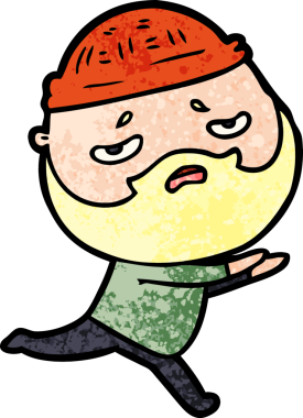 Bir insan tarafından çizilmiş sakallı endişeli bir adam.