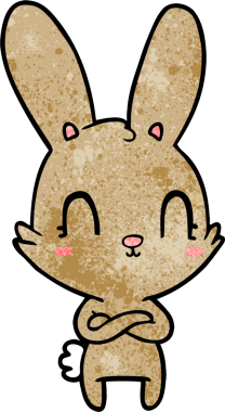 Bir insan tarafından çizilmiş şirin çizgi film tavşanı.