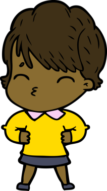 Bir insan tarafından çizilmiş bir çizgi film kadını.