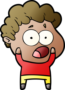 Bir insan tarafından çizilmiş bir karikatür adamı şaşkınlıkla nefes nefese kaldı.