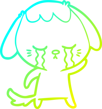 Bir insan tarafından çizilmiş ağlayan bir köpeğin soğuk gradyan çizimi