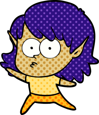 Bir insan tarafından çizilmiş çizgi film elf kızı.