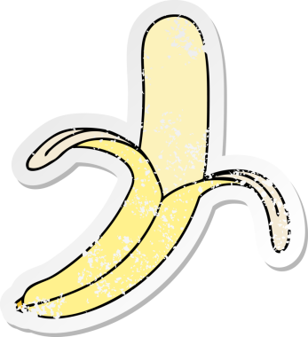 Bir insan tarafından çizilmiş garip bir el çizilmiş muzunun sıkıntılı çıkartması.