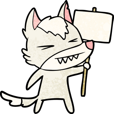 Bir insan tarafından çizilmiş kızgın kurt karikatürü.