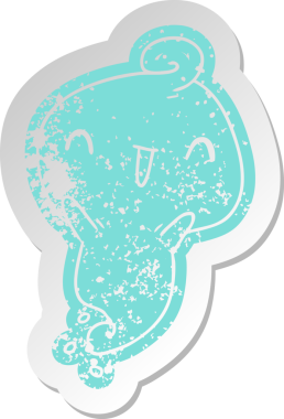 Sıkıntılı eski çizgi film çıkartması Kawaii bir insan tarafından çizilmiş sevimli ölü hayalet