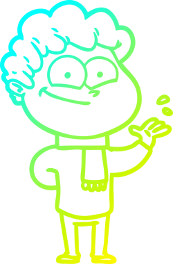 Bir insan tarafından çizilmiş mutlu bir adamın soğuk çizgi çizimi.