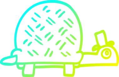 Bir insan tarafından çizilmiş komik bir kaplumbağanın soğuk gradyan çizimi.