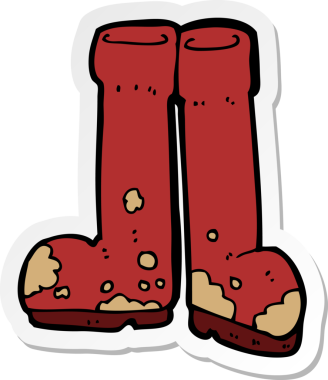 Bir insan tarafından çizilmiş çamurlu çizmelerin çıkartması.