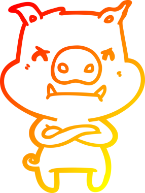 Bir insan tarafından çizilmiş kızgın çizgi film domuzu çizimi.