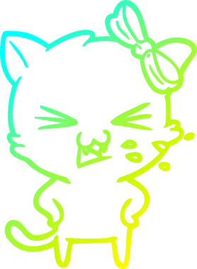 Bir insan tarafından çizilen çizgi film kedisinin soğuk gradyan çizgisi.